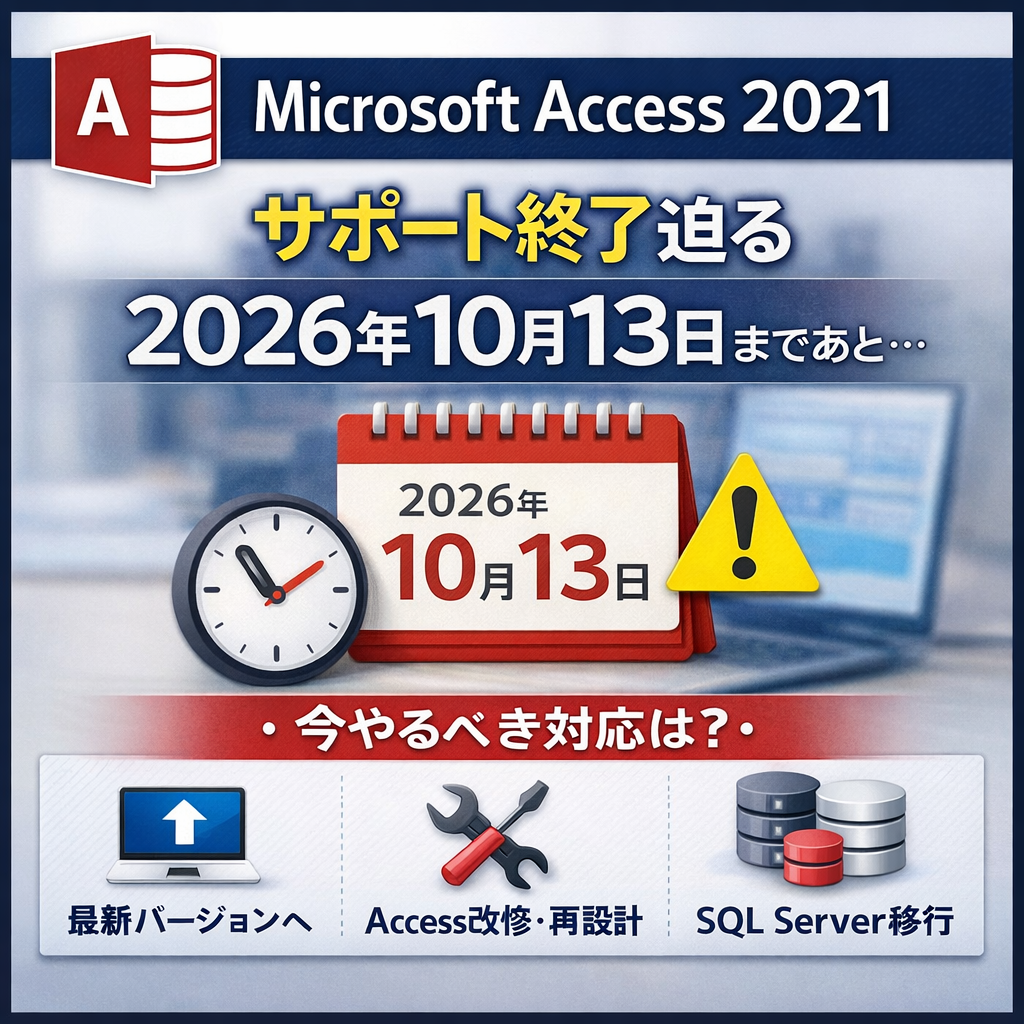 Access 2021 サポート終了が迫る（2026年10月13日）｜今こそ見直す業務システムの将来